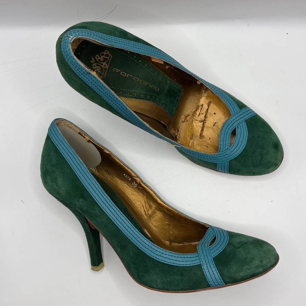 Fornarina Women's Green Suede Pumps Heels size 5.5